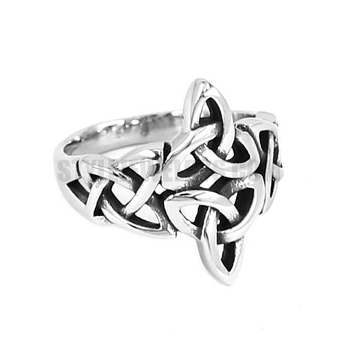 Wholesale Celtic Knot Ring Stainless Steel Jewelry Silver Claddagh Style Fashion Motor Biker Ring Women SWR0637 - Click Image to Close